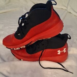 Under Armour Red and Black High-Top Sneakers